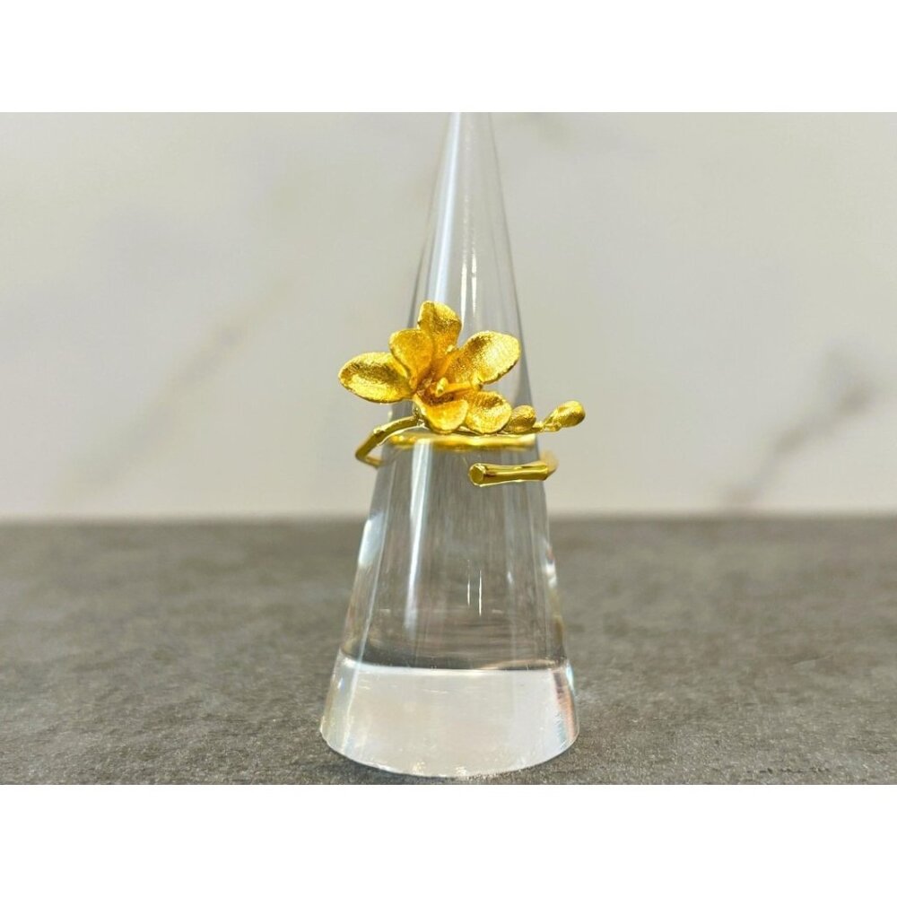 Flower Ring I Elegant Freesia Flower Ring - Sterling Silver & 18K Gold